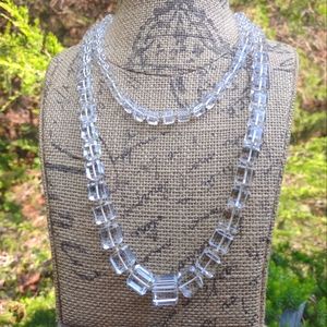 Vintage Rock Crystal Quartz Cube Necklace